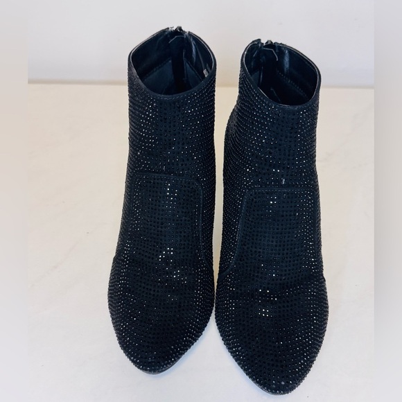 VERY G Splendor Ankle Boot Black Faux Leather Rhinestone Bootie - Picture 8 of 13